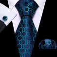 thumbnail image 3 of Conjunto de corbata Barry.Wang de seda tejida de 150 cm en azul marino, 3 of 6
