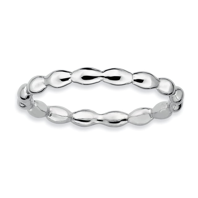 Sterling Silver Stackable Expressions Rhodium Rice Ring Size 9
