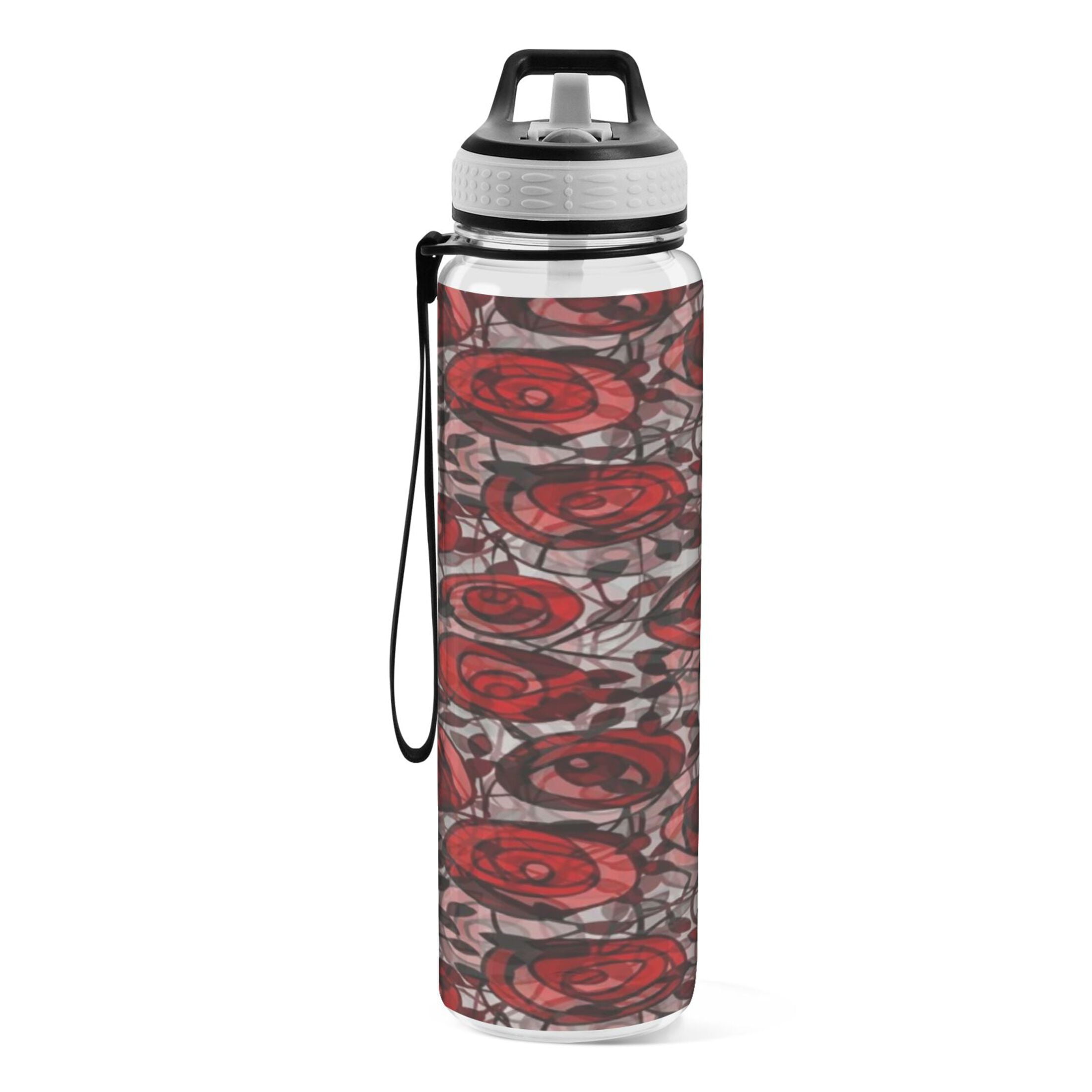 BZSMCE Sport Bottle Glass Rose Outdoor sports Water Bottle Size: 10.4x3in