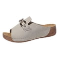 thumbnail image 5 of Dakaela Orthopedic Wedge Sandals Women 2026 Suede Platform Slip on Slides with Arch Support Open Toe Casual Beach Walking Shoes Beige Size 6.5, 5 of 6