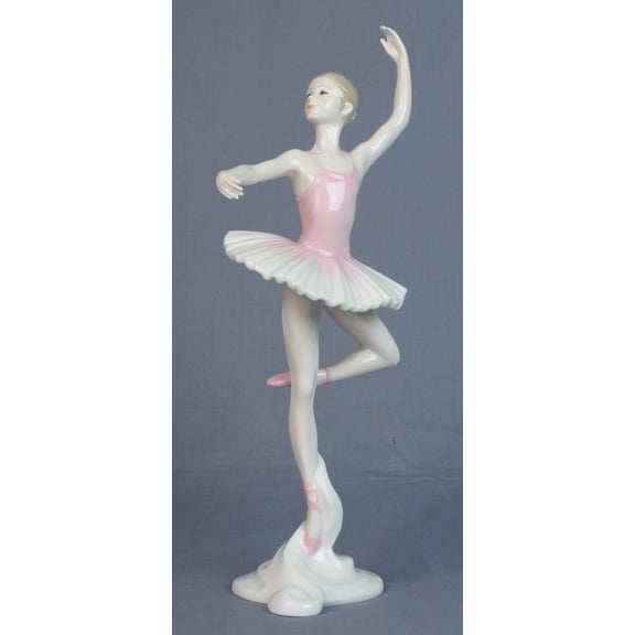 US 10.5 Inch Porcelain Figurine Ballerina Confidence En L Air Pink Tutu