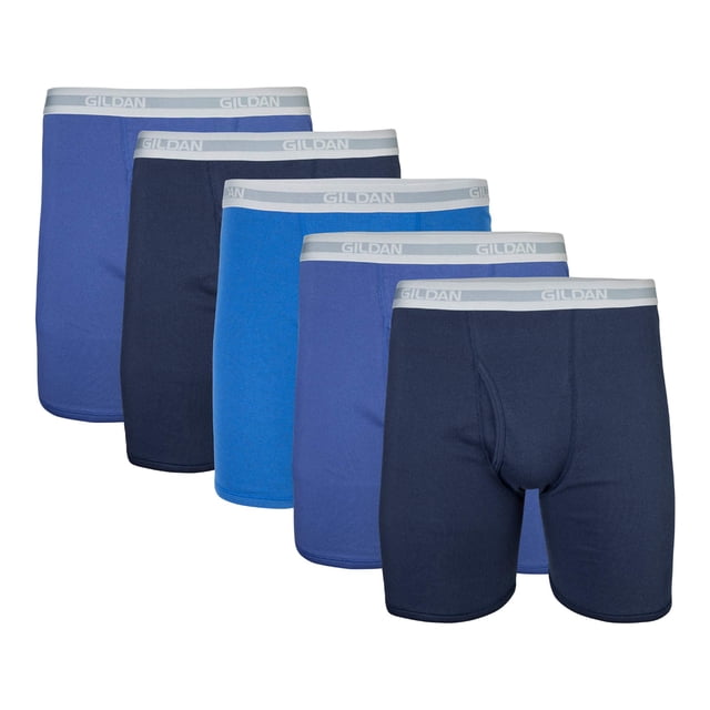 Calzoncillos tipo bóxer Gildan para hombre, paquete de 5 unidades, azul marino/azul metro/antiguo real