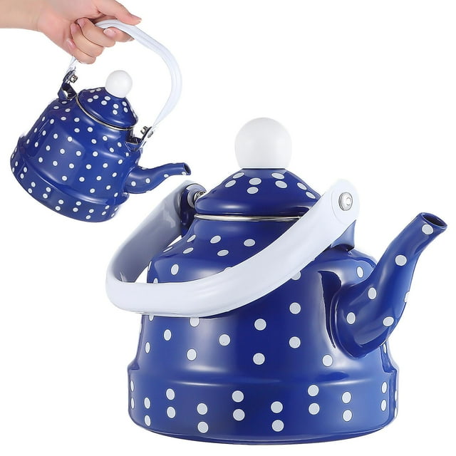 Vintage Tea Kettle Whistling Tea Kettle Enamel Interior Tea Pot For Stovetop