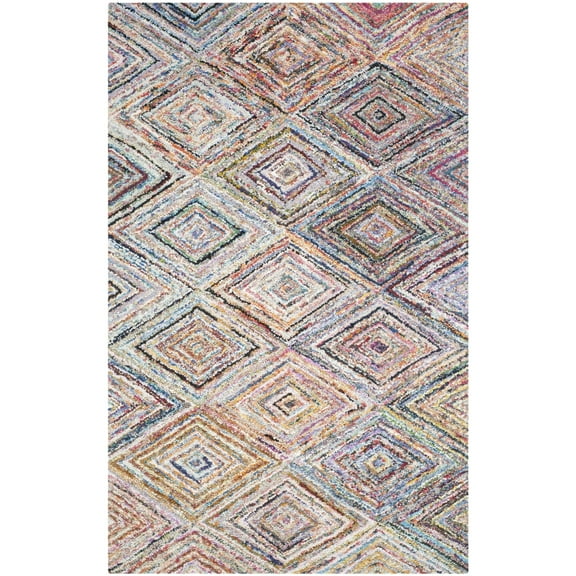 SAFAVIEH Nantucket Aimee Geometric Diamonds Cotton Area Rug, Multi, 6' x 9'