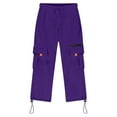 thumbnail image 3 of Girls' Active Pants New Cargo Sweatpants for Teen Boy Baggy Elastic Waist Drawstring Pants Teens Active Workout Joggers with Pockets Purple 120, 3 of 5
