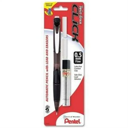 Pentel Twist-Erase Click Mechanical Pencil (0.5mm) Clear Barrel, 1-Pk with Lead and 2 erasers