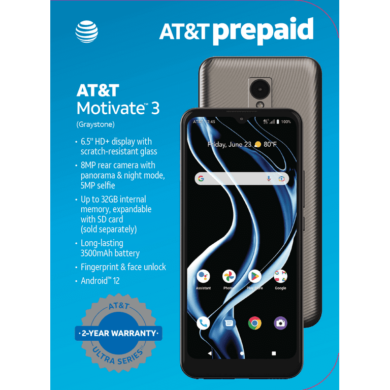 AT&T Motivate 3, 32GB, Graystone - Prepaid Smartphone - Walmart.com