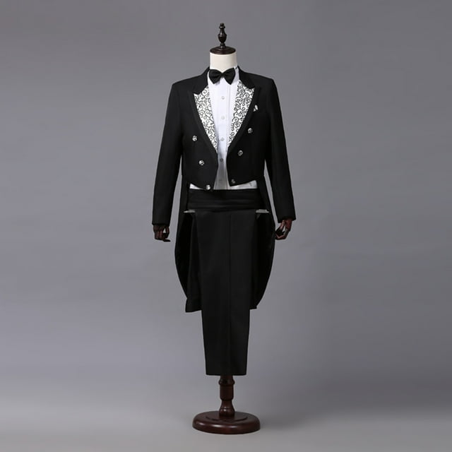TIMIFIS White Men's Dress Tuxedo Suit Performance Clothes Magician Stage Performance Clothes Four-piece SuitFall