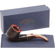 Savinelli Roma Lucite - Rustic Wooden Pipe Hand Crafted in Italy, Italian Mediterranean Briar Wood Pipe, Bent Stem Traditional Wood Pipe (622 KS)