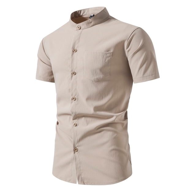 Birdeem Chemises pour Hommes Mode Décontractée Imprimé Col Rond Bouton Manches Courtes Chemise Blouse