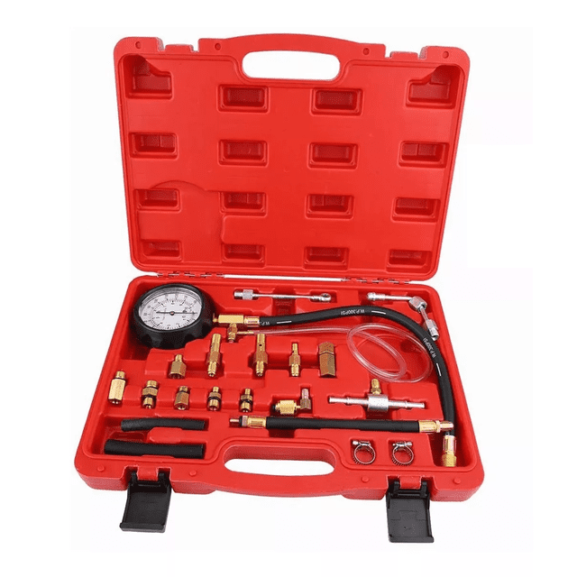 Medidor De Presión De Combustible Manómetro Estuche Rojo