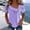 Purple, variant on Ayolanni Casual Blouses for Women Outdoor V-Neck Short Sleeve Striped Blouse Puff Tunic Button Down Fitted Shirts Summer Tops for Women Green L