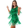 thumbnail image 3 of Mufeng Robe de Danse Salsa Latin Tango Cha Cha pour Femmes Robe à Paillettes à Franges Costume de Bal Vert TG, 3 of 8