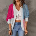 thumbnail image 1 of Puntoco Moda Mujer Otoño Invierno Contraste Color Cárdigan Manga Larga Suéter Cárdigan Chaqueta tops Rollbacks Puntoco Puntoco-3971, 1 of 6