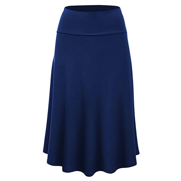 Guardurnaity plisada sexy - Diseño favorecedor negra midi Faldas Material de alta Prendas para la parte inferior del cuerpo azul XXL