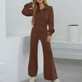 thumbnail image 2 of Women's Casual Trousers Suit Set Long Sleeve Top With Wide Leg Pants Autumn Winter Outfit Comfortable Wear For Daily Travel two piece pajama set for women shorts, 2 of 6
