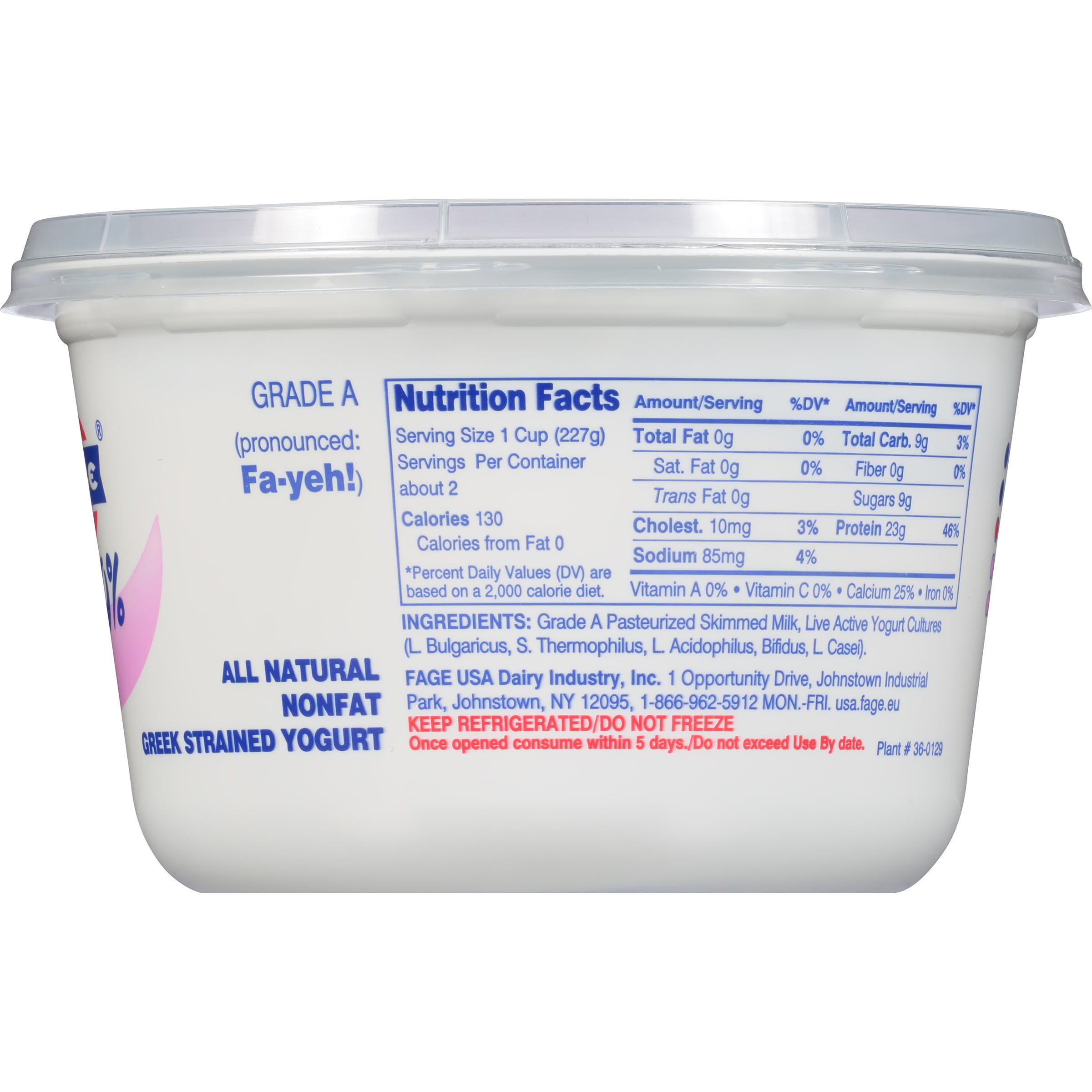 Fage Total 0 All Natural Nonfat Greek Strained Yogurt 176 Oz in nutrition facts fage 0 greek yogurt regarding Warm