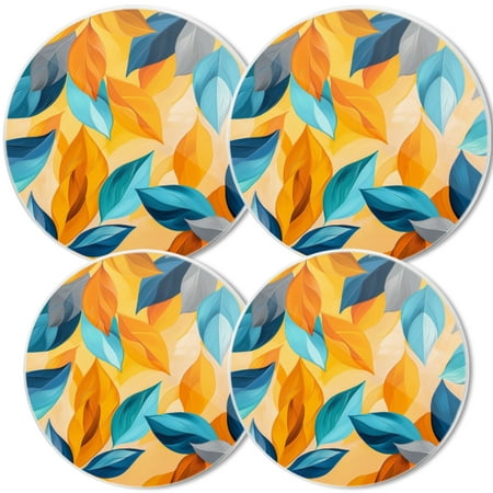 

Gas Stove Burner Cover White Electric Stove Top Protector Easy to Clean Colorful Leaves In A Dynamic Composition