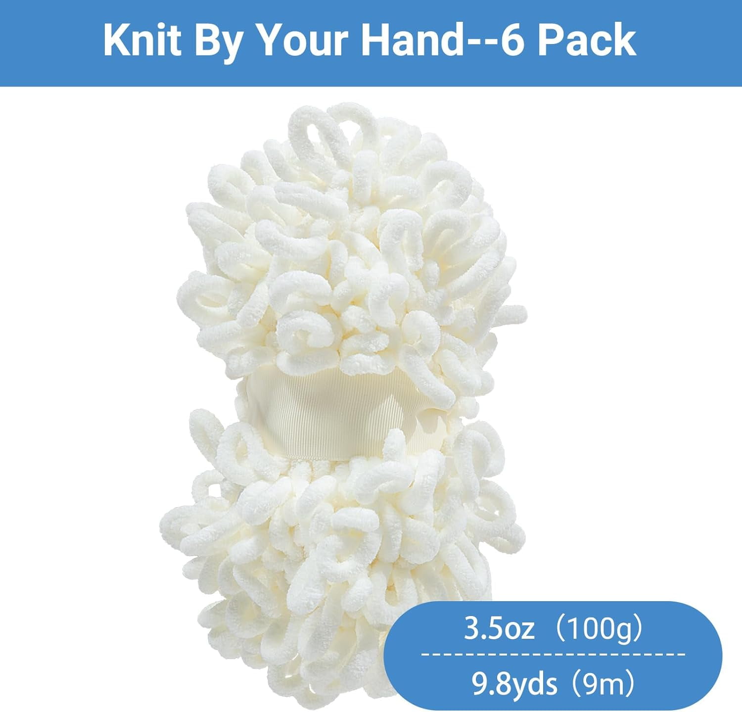 6 Pack Bulky Loop Yarn for Finger Knitting Soft,Off The Hook Loop Yarn,No-Needle Craft Chenille Yarn for Crocheting,Tie Dyed Hand-Knitting Yarn