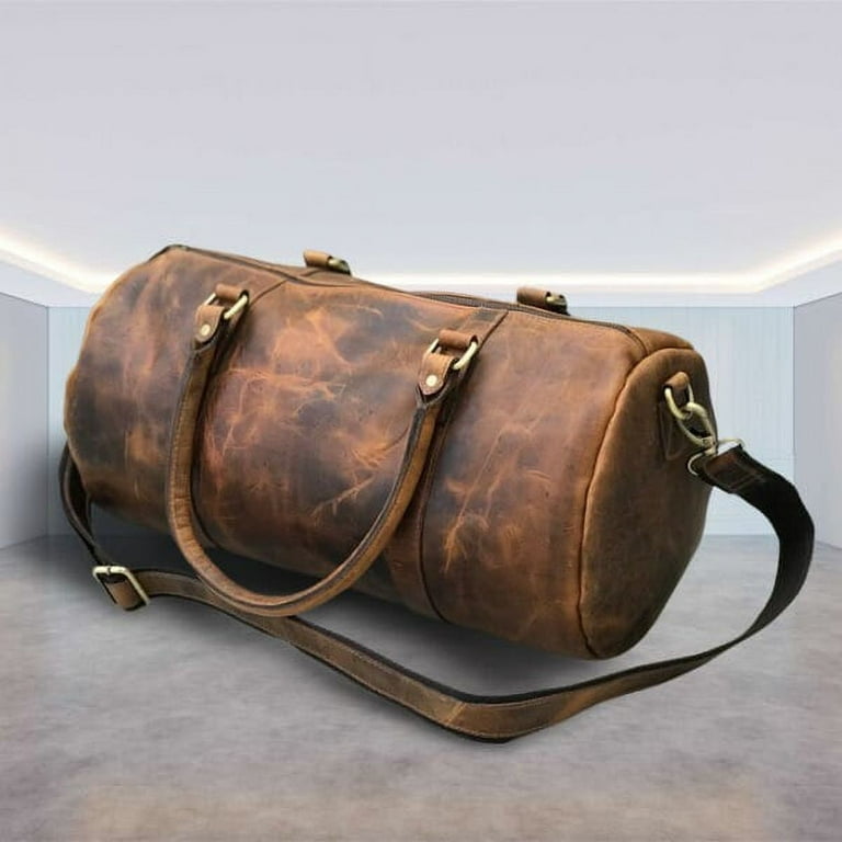 Luxury Full Grain Leather Weekender Bag for Women with Detachable