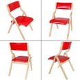 thumbnail image 3 of Natural Beechwood Solid Wood Folding Chair Armless with Vinyl Padded Seat Back for Home Dining Desk 2Set Red, 3 of 8