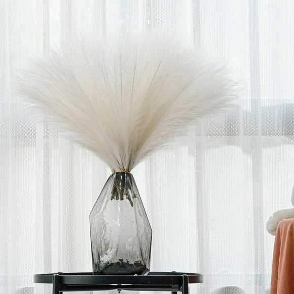 cuyhtdup 20 Pc Faux Pampas Grass Decor 17.71in/45cm Large Artificial Tall Grass Fake Plants Floor Vase Filler For Wedding Home Bedroom Boho Decorations Beige black and friday clearance sale deal