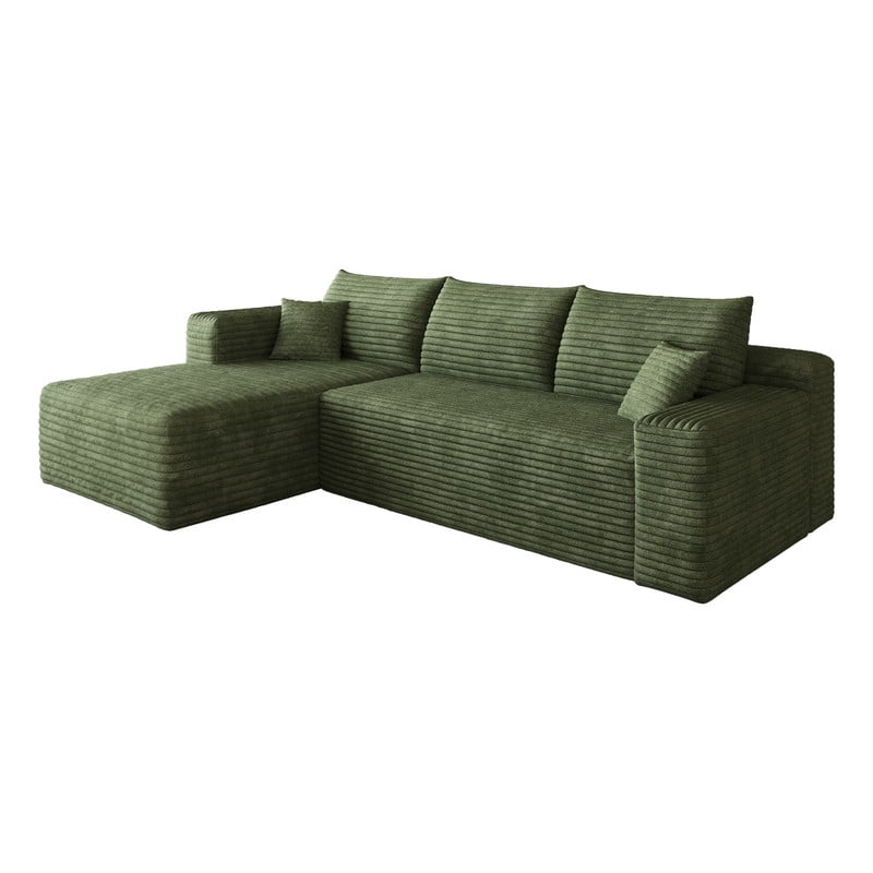 94" Modular Sectional Sofa, Modern Corduroy Cloud Couch with Side Pockets, Boneless Couch Upholstered 3-Seater L-Shaped Sofa for Living Room, Left Facing Chaise