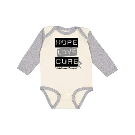 Inktastic Brain Cancer Hope Love Cure Boys or Girls Long Sleeve Baby Bodysuit