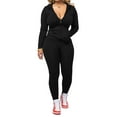 thumbnail image 2 of Women Two Piece Outfits Workout Sets Bodycon Tracksuit Long Sleeve Zip Up Hoodie Jacket Jogger Matching Sweat Pants Set, 2 of 5