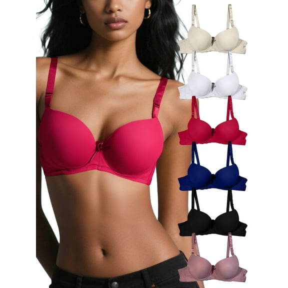 No Underwire Bras for Women Adjustable Bralettes Comfortable Soft Everyday Bra 6 Pack