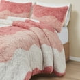 thumbnail image 6 of Comforter Long Faux Fur Comforter Set, Wave Pattern Design Shaggy Duvet, Twin Size Cover Cozy Bedding Set with 2 Shams, Blush 3 Piece, 68x90, 6 of 7
