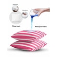 thumbnail image 5 of Waterproof Outdoor Throw Pillows with Inserts 12"x20" Set of 2, Pink Striped Soft Decorative Pillowcases for Couch Bedroom, Modern Simple Monochrome Geometric White Pillow Covers for Sofa Living Room, 5 of 8