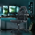 thumbnail image 3 of JONPONY Ergonomic Gaming Desk Chair - Adjustable PU Leather Swivel Racing Chair with Flip-up Armrests for Home Office and Entertainment, Perfect for Adults, Kids, and Gamers, Black Grey, 3 of 8