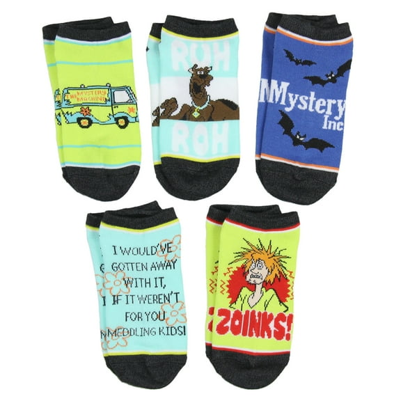 Scooby-Doo Socks Adult Mystery Machine Ruh-Roh Zoinks! 5 Pack Mix and Match Ankle Socks