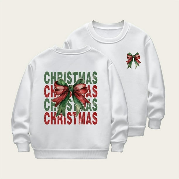 Cowsor Girls Sweatshirts Kids Cute Graphic Crewneck Pullover Tops Xmas Long Sleeve Holiday Shirts