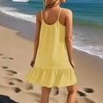thumbnail image 4 of Women's Spaghetti Straps Ruffle Mini Dress Scoop Neck Sleeveless Babydoll Short Dress Flowy Summer Beach Dresses Yellow S, 4 of 4