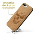 thumbnail image 3 of Case Yard Wooden Case Outside Soft TPU Silicone, Slim Fit Shockproof Wood Protective Phone Cover for Girls Boys Men and Women, Supports Wireless Charging Scary Skull Design case for iPhone-8-Plus, 3 of 7