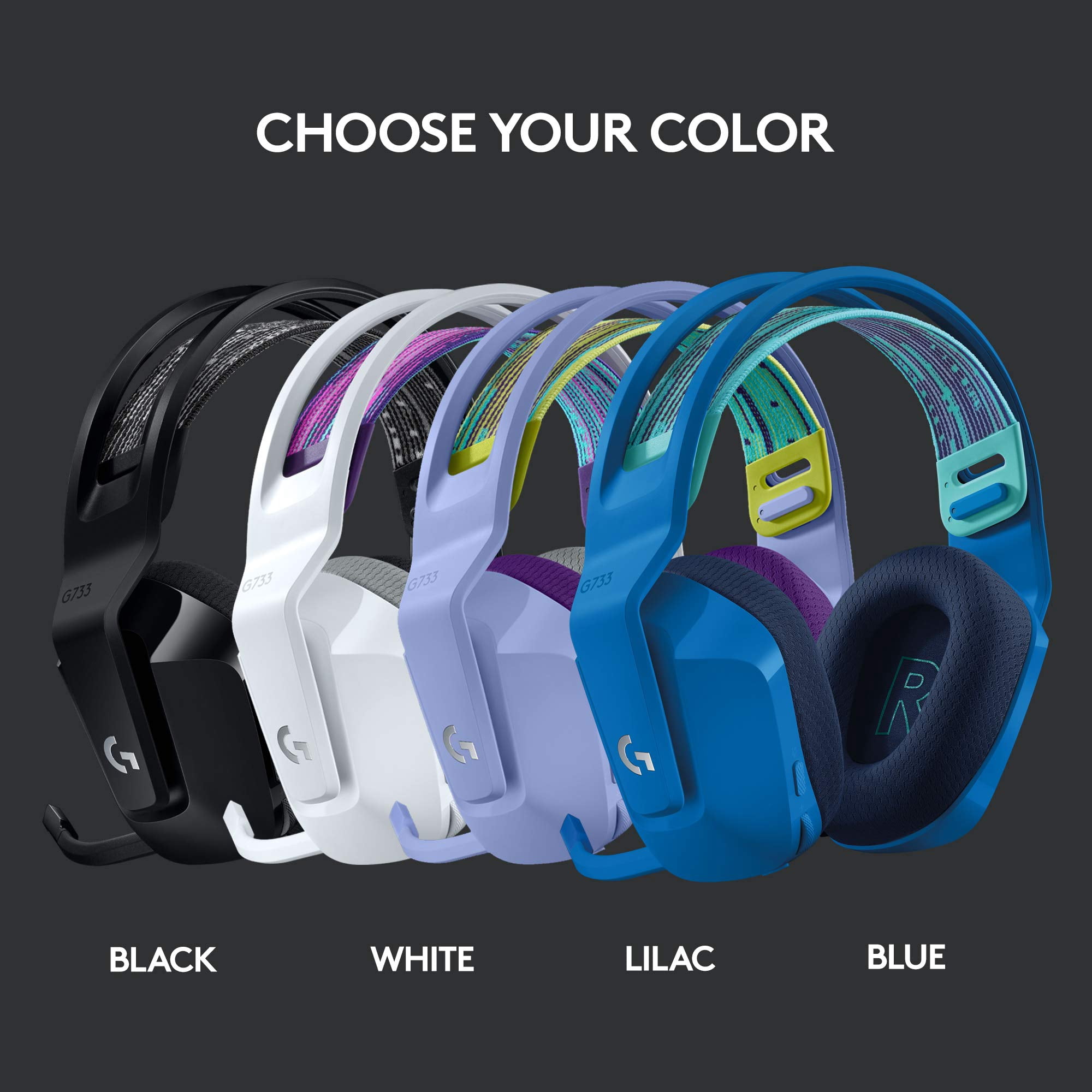 Logitech G733 Lightspeed RGB Wireless Gaming Headset with Suspension Headband - White