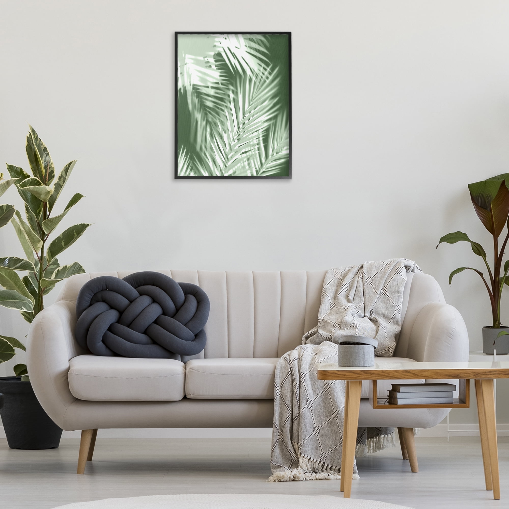 Stupell Industries Abstract Palm Leaves Botanical & Floral Painting Black Framed Art Print Wall Art, 24 x 30