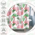 thumbnail image 4 of Green Leaves Pink Flamingo Shower Curtain Tropical Plants Modern Watercolor Shower Curtains for Bathroom Home Bathtubs Waterproof Fabric Shower Curtain with Hooks 72x84 Inches, 4 of 6