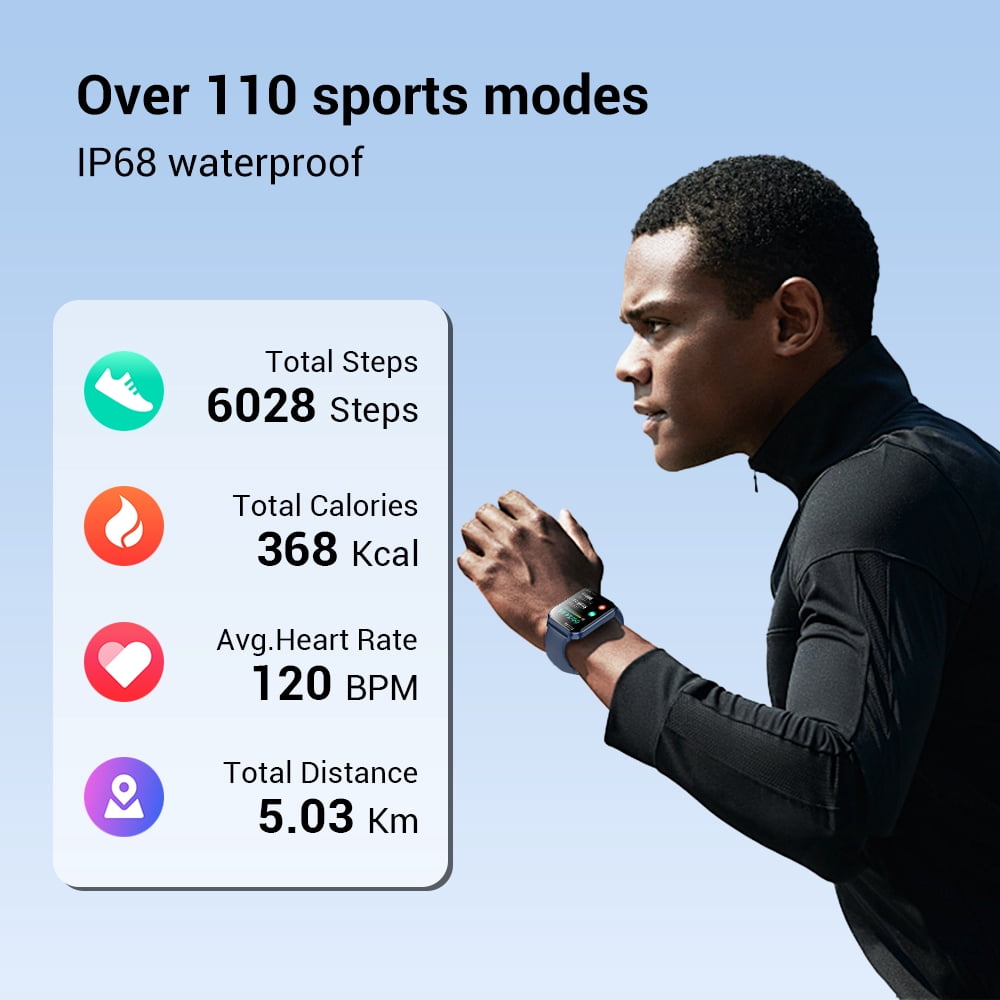 Blackview 1.91-inch Smartwatch fits for Samsung Android iPhone,100+ Sports Modes/Answer/Make Calls/IP68 Waterproof,Smartwatch for Men Women's,Blue