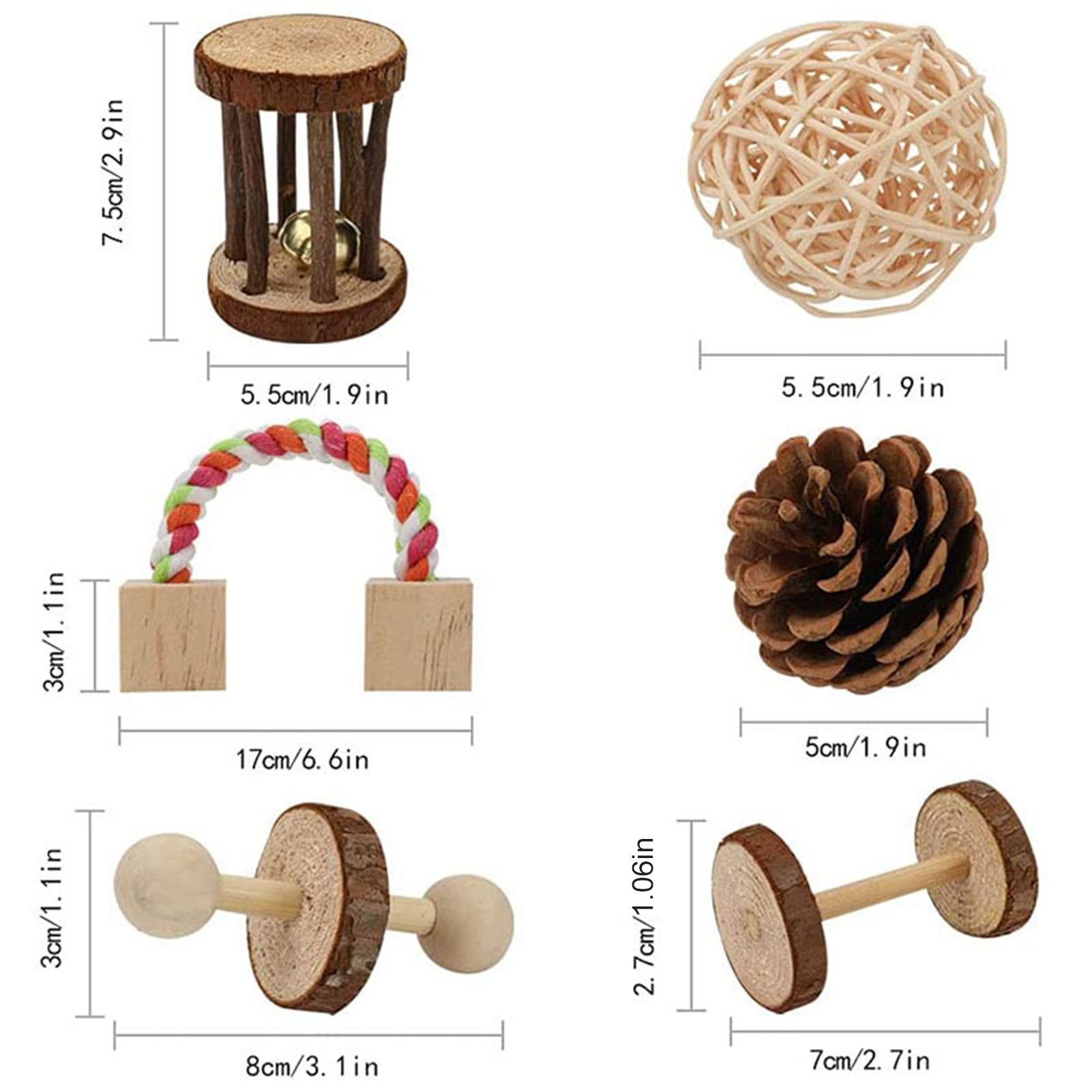 DOPI 12Pcs/Set Hamster Toys Multiple Types Teeth Grinding Natural Wood Small Animal Play Chew Toys Pet Toys