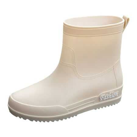 

Daznico Women s Rain Boots Solid Color Pull-on Non -slip Short Tube Water Shoes Size 8