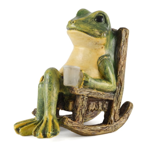 WZB Mini Resin Frog Statue with Solar Lights, Waterproof Handmade Outdoor Ornament, Art Decor for Patio Yard Lawn, Housewarming Gift, 3.89"x2.36"x3.93"