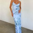 thumbnail image 2 of Summer Saving Wycnly Dresses for Women 2024 Evening Party Club Sexy Bodycon Wrap Hip Spaghetti Strap Long Dresses Floral Print Sleeveless V-Neck Maxi Formal Dresses for Women Blue s, 2 of 5
