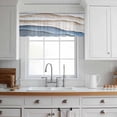 thumbnail image 3 of Blue Beige Valance Curtains for Kitchen/Living Room/Bathroom/Bedroom Window, Rod Pocket Small Topper Half Short Window Curtains Voile Sheer Scarf, Modern Coastal Wave Abstract Art 60"x18", 3 of 8
