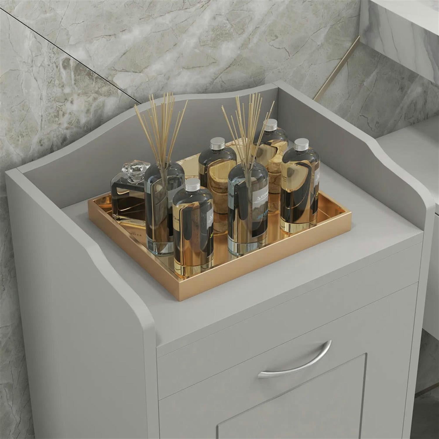 Demi Bonn 31" Bathroom Storage Cabinet with Tilt-Out Trash, Laundry Cabinet with Tilt Out Laundry Basket for Kitchen, Living Room, Gray