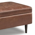 thumbnail image 3 of Shay 34 inch Wide Mid-Century Small Coffee Table Storage Ottoman in Distressed Saddle Brown Vegan Leather, 3 of 13