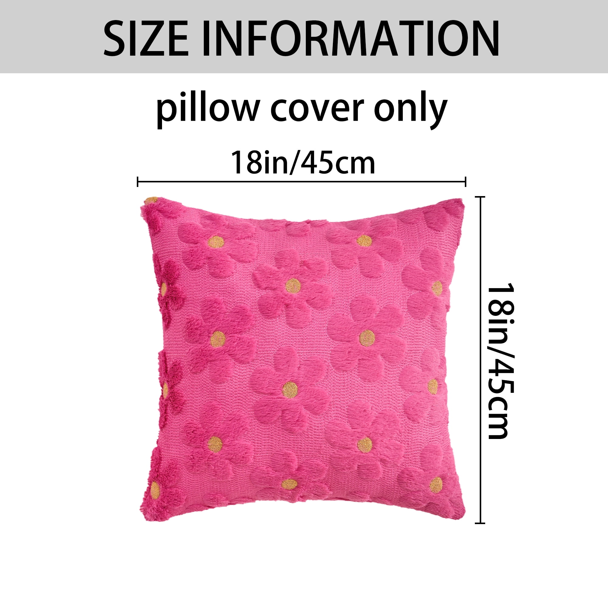 Unique Bargains Throw Pillow Covers Set of 2 Floral Pillows for Sofa Decor Dark Pink