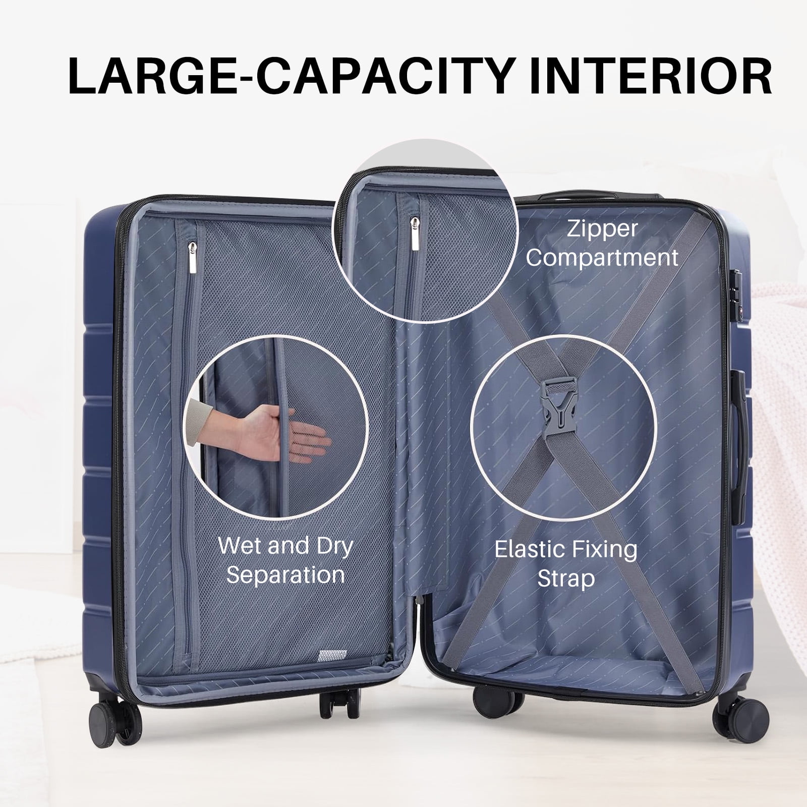 Simenmax 28 Inch Luggage, Hard Shell Rolling Suitcase with TSA Lock, Lightweight Luggage with Spinner Wheels, Blue